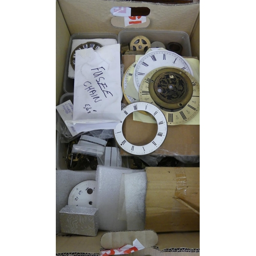 647 - Box of Assorted Clock Chapter Rings, Cogs, Fusee Chain etc.