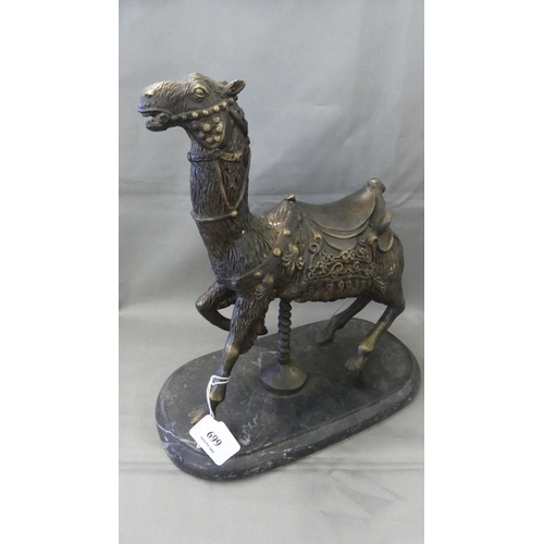 669 - Cast Metal Camel on Marble Base.