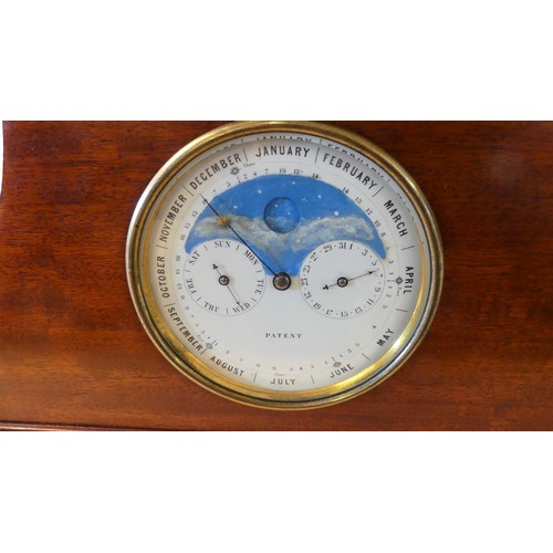 643 - Mahogany Mantel Clock, Potonie Lyon Paris, White Enamel Dial with Roman Numerals above a Subsidiary ... 