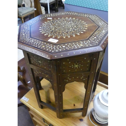 193 - Middle Eastern Bone Inlaid Folding Occasional Table