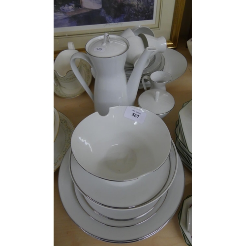 567 - German White & Gilt Porcelain Part Dinner & Tea Set.