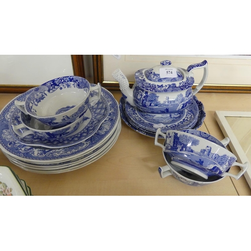 574 - Assorted Blue & White Spode China.