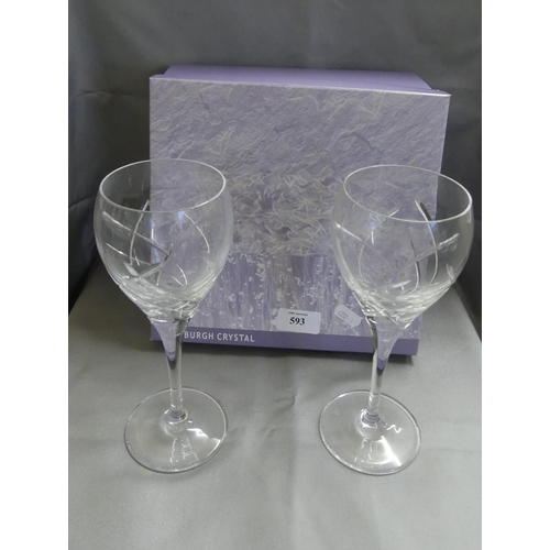 593 - Boxed Pair of Edinburgh Crystal Stemmed Wine Glasses.