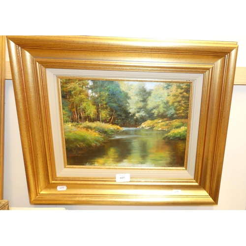 605 - Framed Oil on Board Entitled 