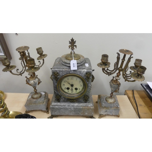 614 - Antique Clock Garniture.