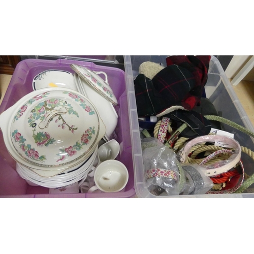 126 - 2 Boxes Part Dinner Sets, Dog Leads & Collars