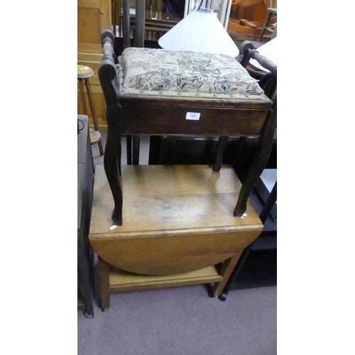 161 - Piano Stool - a/f & Drop Leaf Trolley