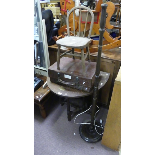 178 - Leather Suitcase, Childs Chair, Gateleg Table & Lamp