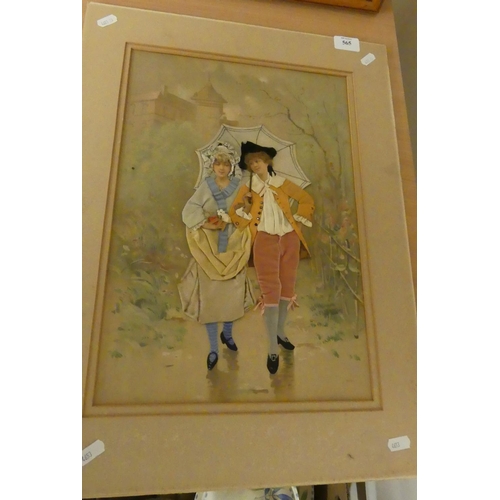 565 - Mounted Collage, Girl & Boy in Landscape, measuring 29 x 41cm (Plus Mount).