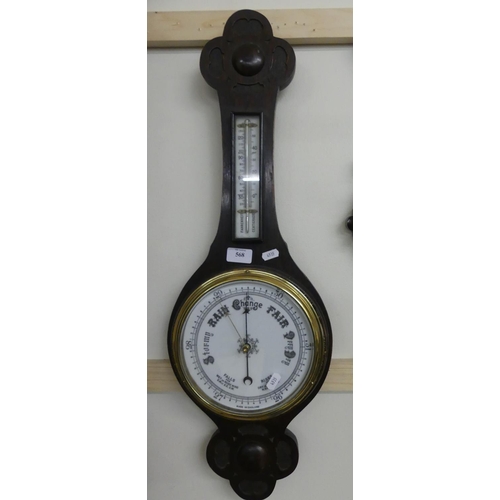 568 - Victorian Oak Cased Barometer