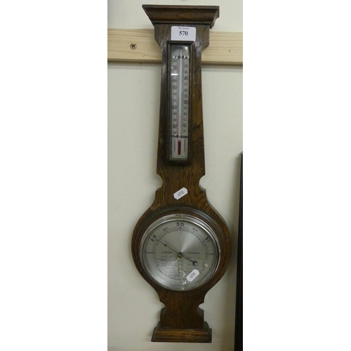 570 - 1930's Oak Cased Barometer