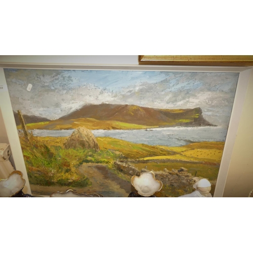 610 - Framed Oil on Board - Hoy from Stromness signed D.J Morrison 1974. 72 x 50cms