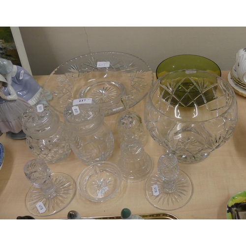 617 - Assorted Crystal Bowls, Candlesticks etc