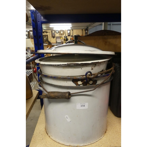 134 - 3 Enamel Buckets