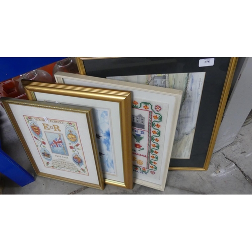 178 - 2 Water Colours & 2 Tapestry Pictures