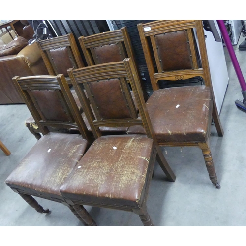 184 - 5 x Edwardian Oak Dining Chairs