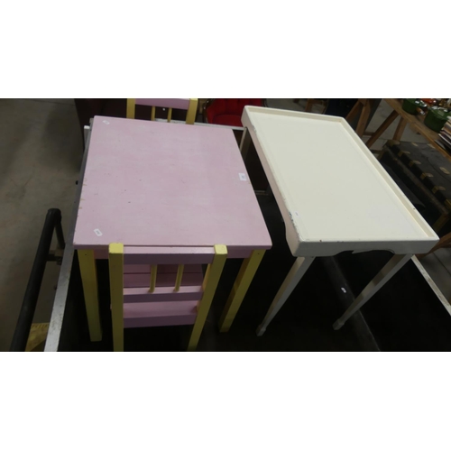 223 - Childs Table & 2 Chairs & Bed Table