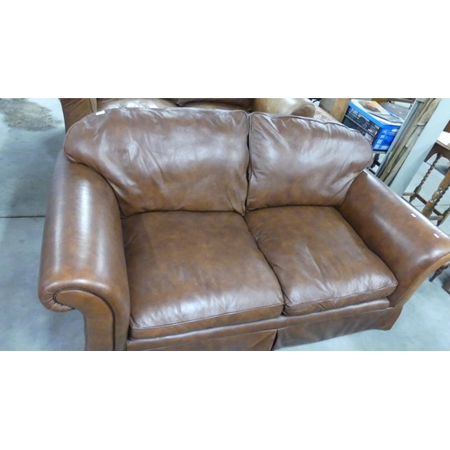 231 - Brown Leather 3 Seater Sofa