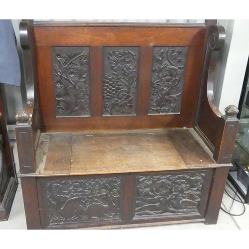 307 - Victorian Mahogany Carved Hall Settle