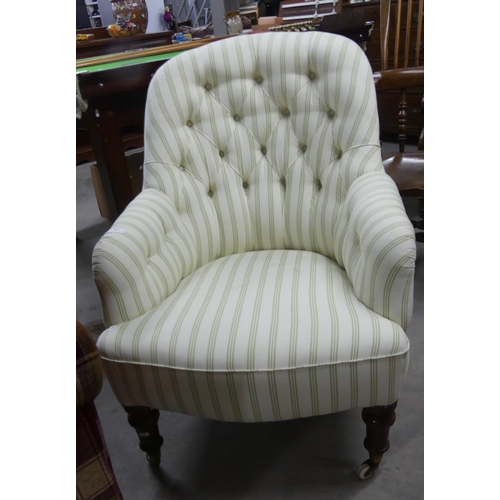 327 - Victorian Mahogany Button Back Armchair