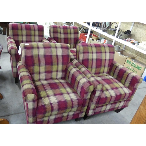 331 - 4 Tartan Upholstered Relax at Ease Armchairs