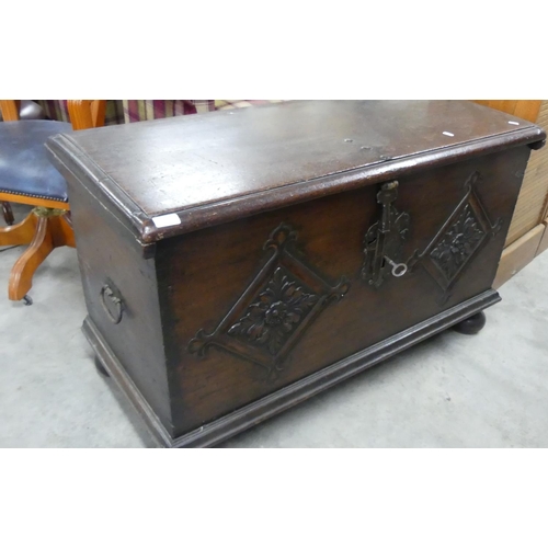 332 - Antique Carved Mahogany Coffer