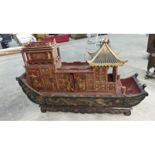 342 - Chinese Lacquer Marriage Sleigh