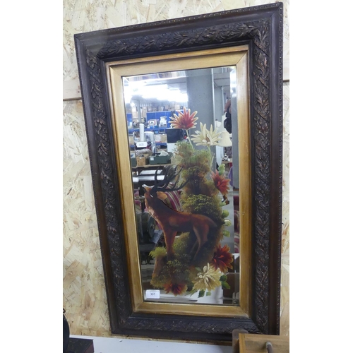 357 - Stag Painted Mirror with Ornate Frames