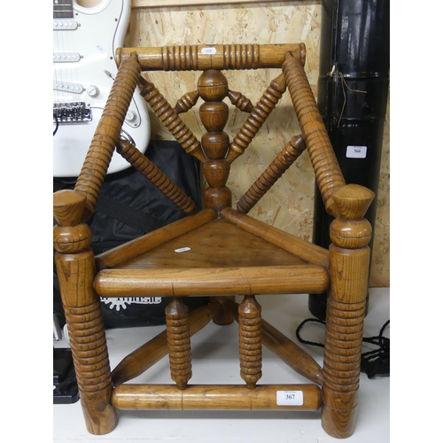 367 - Carved Elm Arts & Crafts Childs Chair