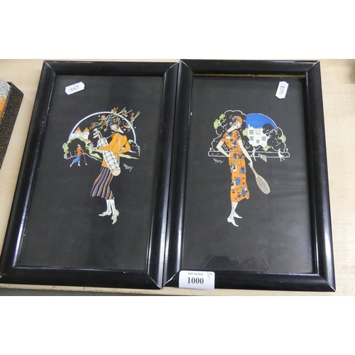 1000 - Pair of Art Deco Prints - Sports Fashion - Golf & Tennis by C. E. Peto.