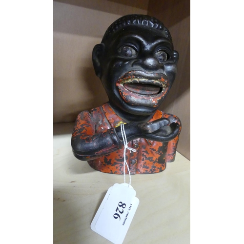 826 - Cast Iron Figural Money Bank.