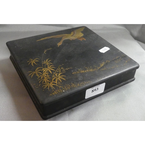 893 - Lacquered Box decorated with Bird & Foliage.