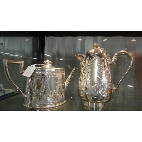 925 - Silver Plated Teapot & Hot Water Jug.