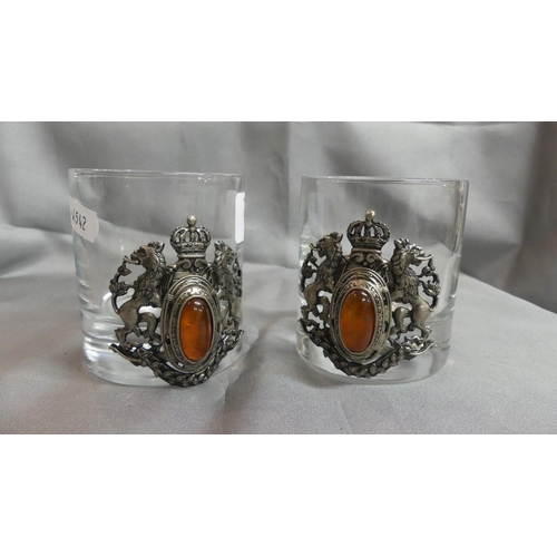 929 - Pair of Decorative Glass Whisky Tumblers.