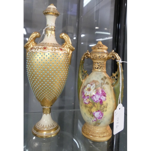 930 - Coalport China vase & Cover & Vienna Gilded China vase (Both AF).