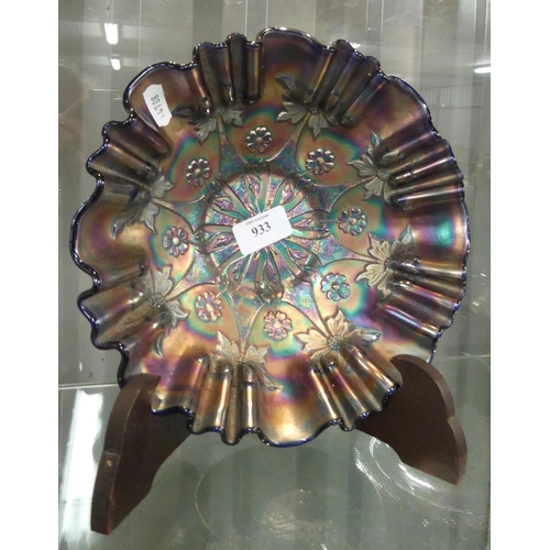 933 - Iridescent Purple Carnival Glass Bowl.