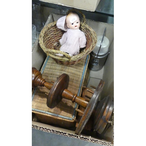 952 - Box - Thread Holder, Cane Basket, Doll etc.