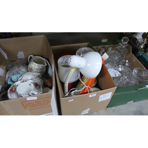 963 - Three Boxes - Crystal, Kitchenware, Table Lamps etc.