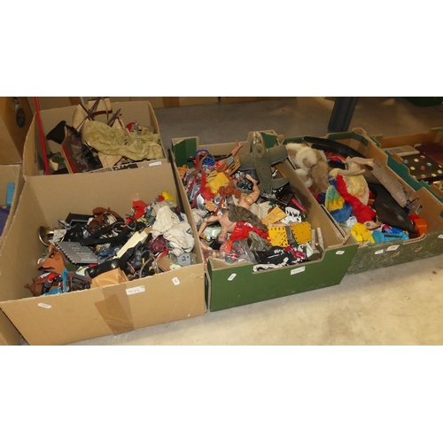 979 - Four Boxes of Vintage Toys, Action Men, Meccano etc.