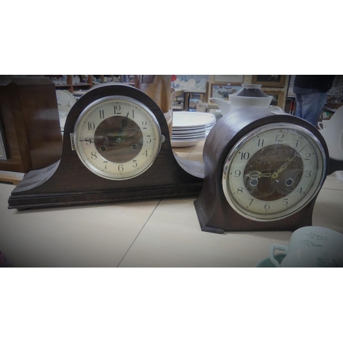 991 - Two Oak Cased Mantel Clocks.