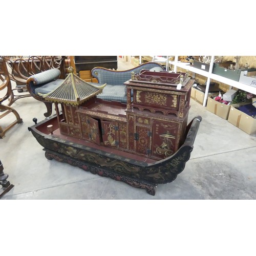 342 - Chinese Lacquer Marriage Sleigh