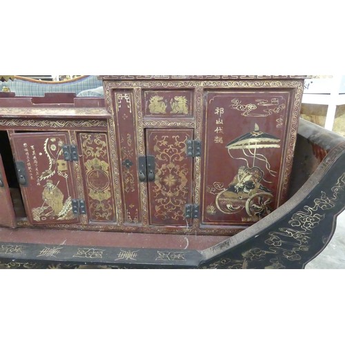 342 - Chinese Lacquer Marriage Sleigh