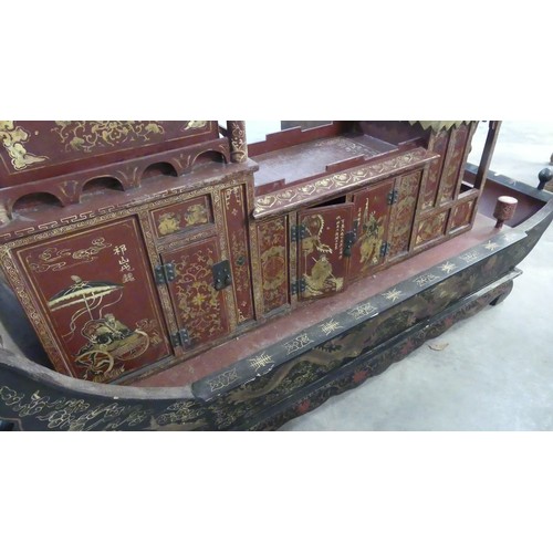 342 - Chinese Lacquer Marriage Sleigh