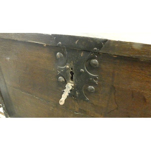 336 - Antique Chest on Stand, the fall front opening to reveal a bank of drawers, the front with metal loc... 