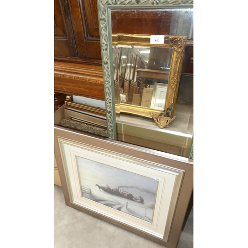 1863 - Box of Framed Prints, Mirrors & Pictures etc.