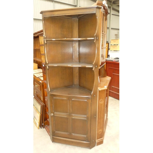 1875 - Oak Corner Cupboard with open upper section.