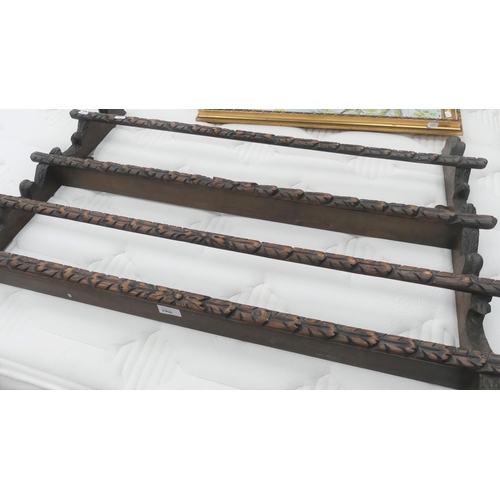 1966 - Victorian Carved Oak Hanging Plate Rack