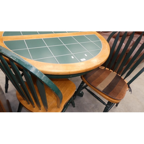 2094 - Green Tile Top Kitchen table & Four Chairs.