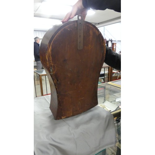 763 - Antique Mahogany Fusee Wall Clock with Brass Face and Roman Numerals, maker Robert Currer Falkirk.