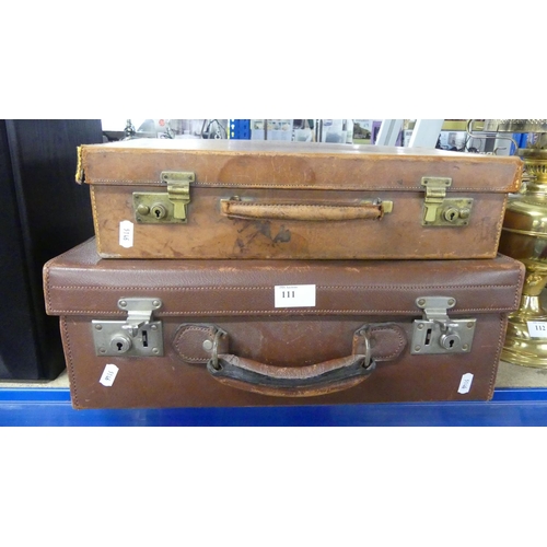 111 - 2 x Vintage Leather Suitcases